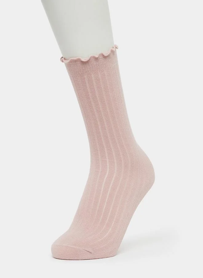 Styli Girls Lettuce Edge Ribbed Socks - One Size 3-8 Years